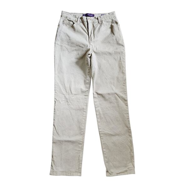 Gloria Vanderbilt Womens Amanda Jeans Size 8 Beige High Rise Straight Stretch - Picture 1 of 10